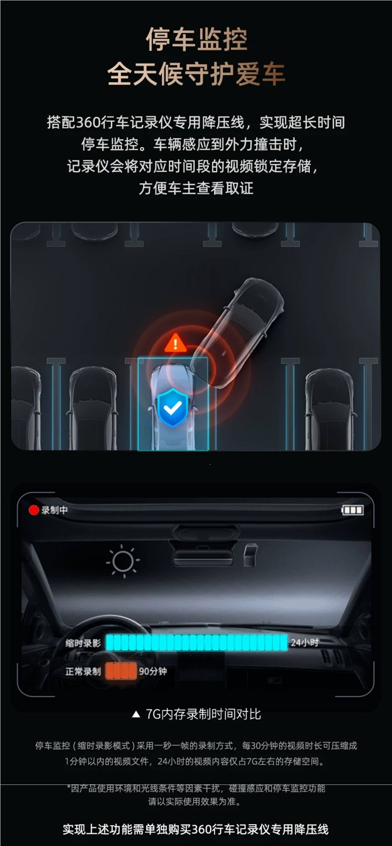 [Official Flagship] 360 Driving Recorder 2026 New Model Wire-Free Installation Car Night Vision Dual Camera G300