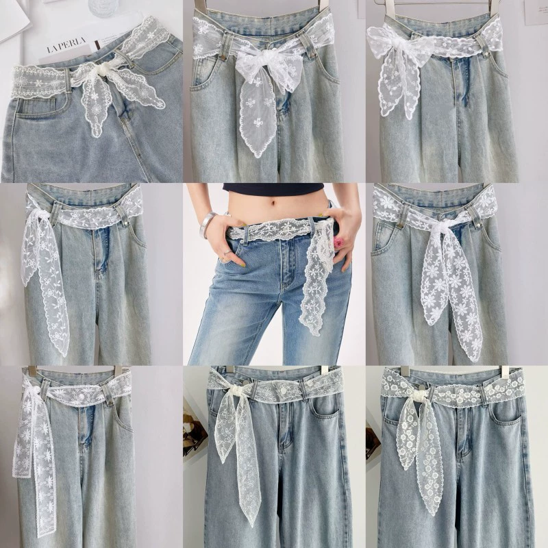Многофункциональные высококачественные кружевные аксессуары на талии для женщин с джинсами, модные и универсальные длинные шелковые пояса и аксессуары на талии.
