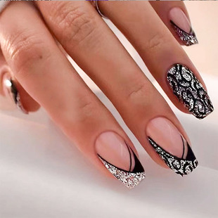 -Fashionable Wearable Manicure French Patchwork Foreign Trade Hand Nail Patch Removable Nails Whitening Finished Product Wholesale