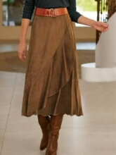 O 35094 French High Waist Brown Pencil Skirt ��ɫ����ȹ