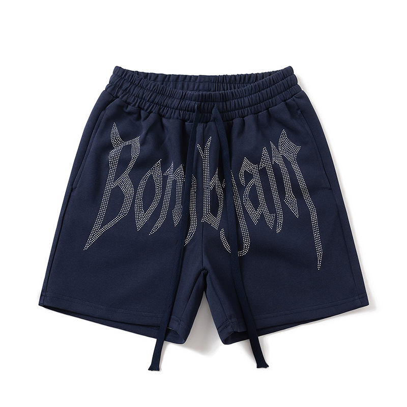 Zongchi Clothing American-Style Trendy Hip-Hop Rhinestone Shorts Unisex Ins High Street Casual Drawstring Shorts Zongchi Clothing American-Style Trendy Hip-Hop Rhinestone Shorts Unisex Ins High Street Casual Drawstring Shorts