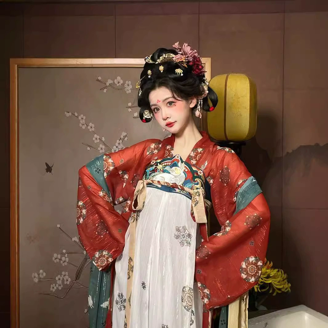 Танская ханьская одежда для взрослых женщин [Золотой ночной банкет] Оригинальный подлинный весенний и танский ханьская одежда Ци грудь юбка для студентов