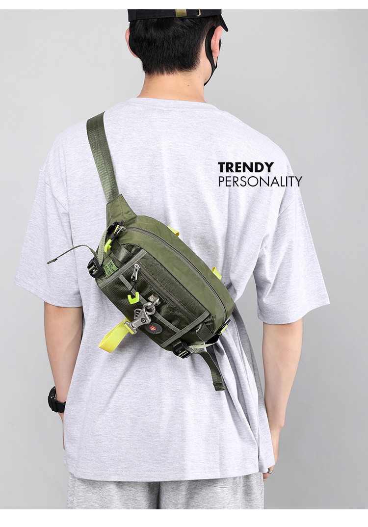 New cross-border large-capacity men's chest bag, outdoor single-shoulder bag, sports phone bag, multi-functional crossbody chest bag Specification drawing