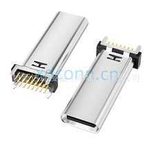 TYPE-C DIP连接器 16P母座 立式直插 24.5高 双排端子 180度USB口