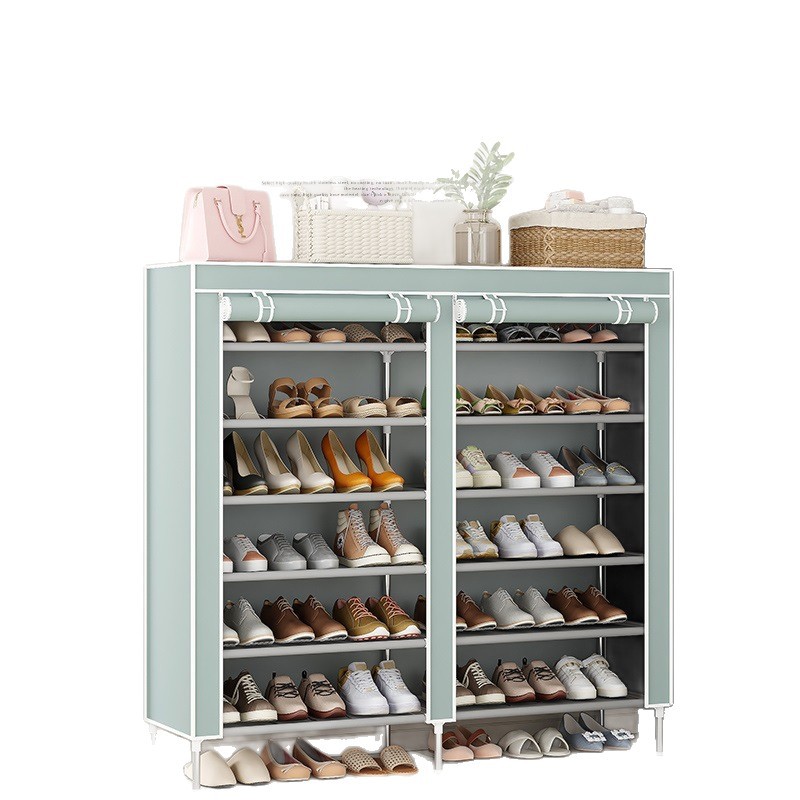 Puerta de estante para zapatos simple, hogar, dormitorio interior de varios pisos, puerta de entrada, zapatero, casa de alquiler, cortina de bloqueo, estilo caliente 2025