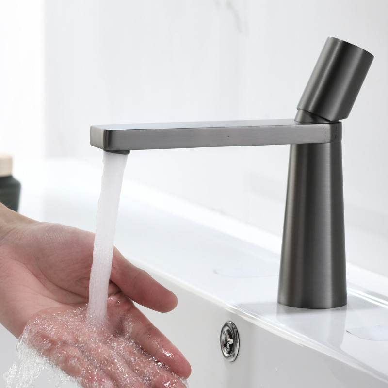 Full copper gun gray artistic sink faucet cold and hot bathroom sink basin creative face basin faucet