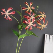 跨境仿真花eva嘉兰 复古风手感火焰百合婚庆装饰花艺插花拍摄道具