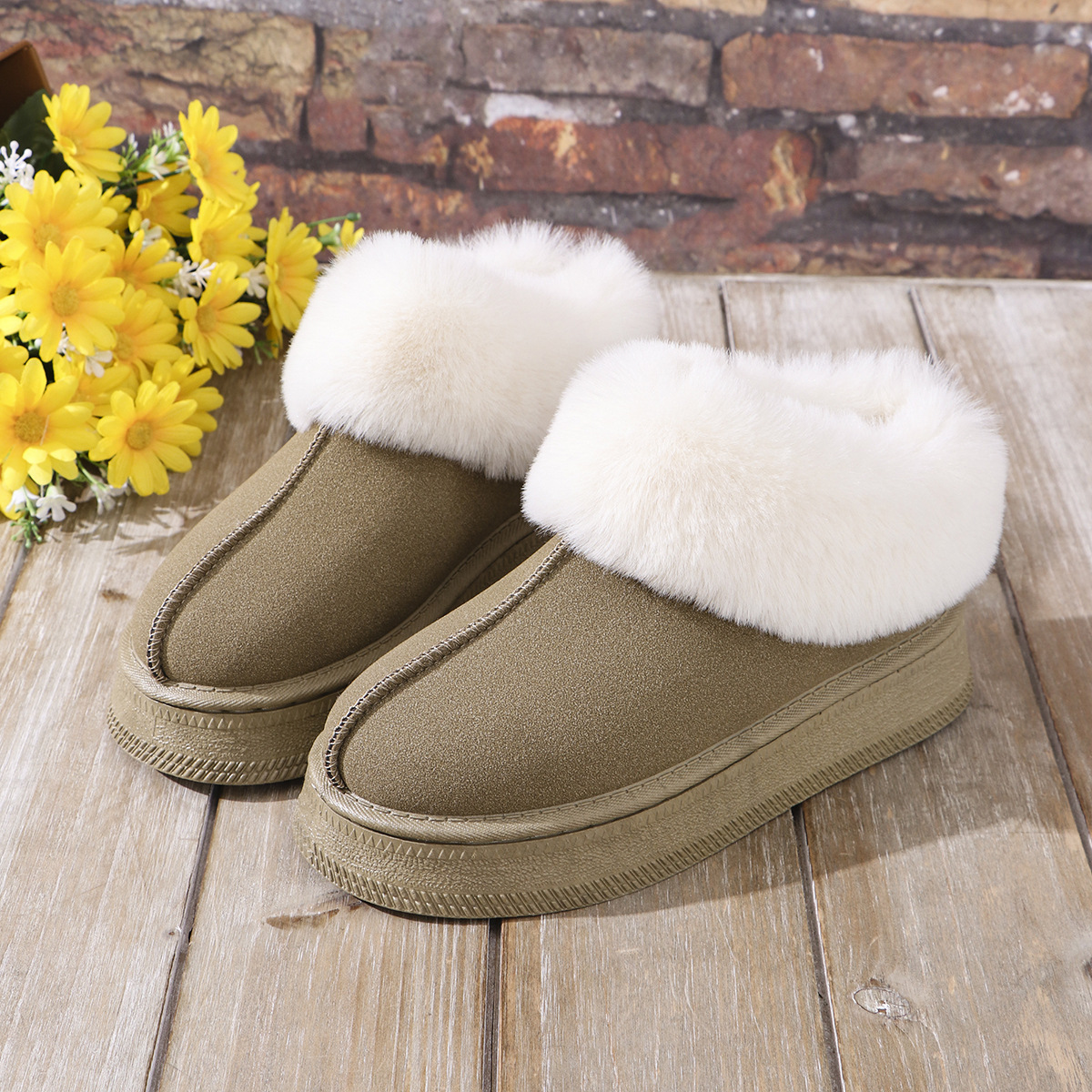 Padded home bag with men's and women's indoor and outdoor warm cotton slippers cotton shoes_viptrois.com