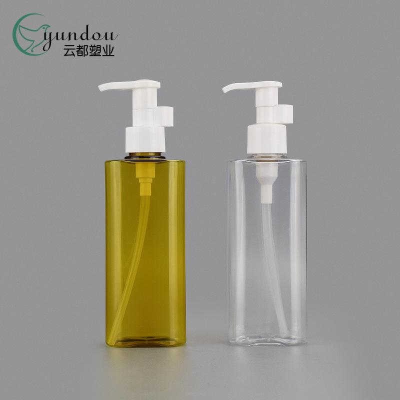 200ml茶色透明色塑料瓶椭圆塑料扁瓶 pet洗发水沐浴露瓶洗手液瓶