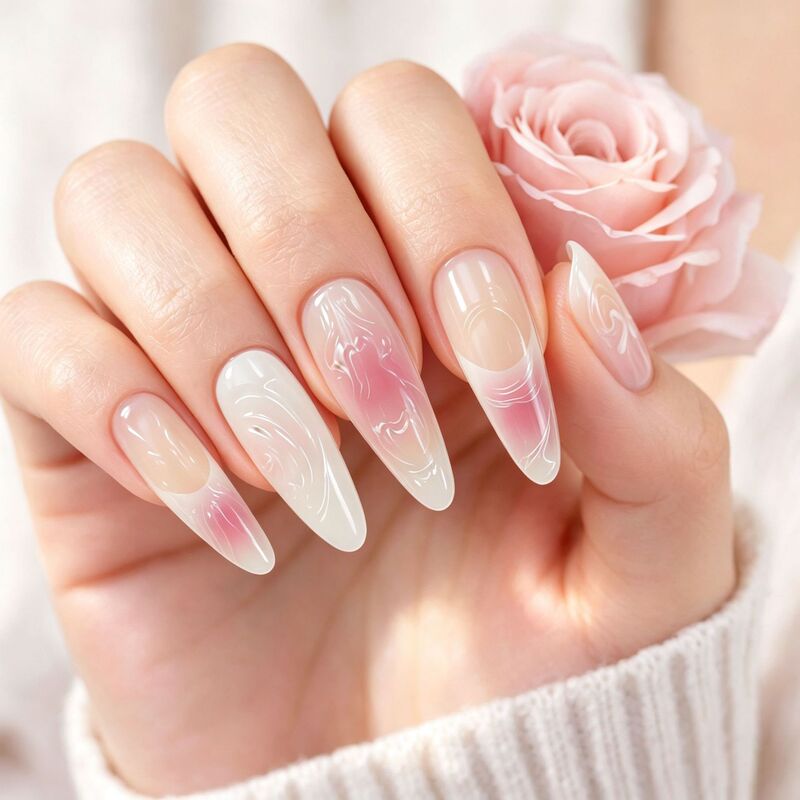 Cross-border marble gradient nail stickers with glitter, gradient gel nail stickers, no-bake UV removable wearable nails Cross-border marble gradient nail stickers with glitter, gradient gel nail stickers, no-bake UV removable wearable nails