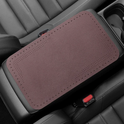 pad suede car central armrest | Armrest box pad - wine-red