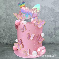 23ピースピンクブルー蝶ケーキ装饰ボヘミアン风バブルボール结婚式ベビーシャワー诞生日パーティー