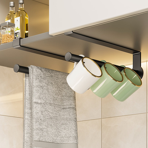 Kitchen paper towel rack, punch-free cabinet paper hanger, plastic wrap bag storage wipe arrangement, wall-mounted roll paper