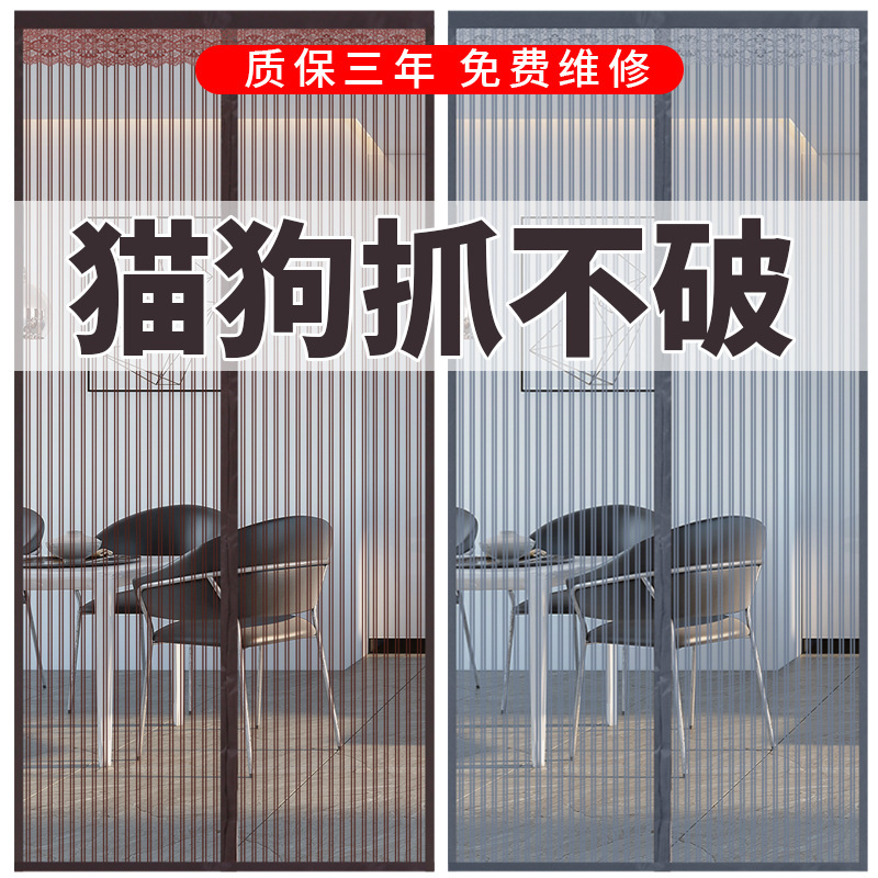 Fish thread silk magnetic door curtain mosquito-proof household punch-free door magic sticker self-adhesive magnetic door curtain bedroom encryption