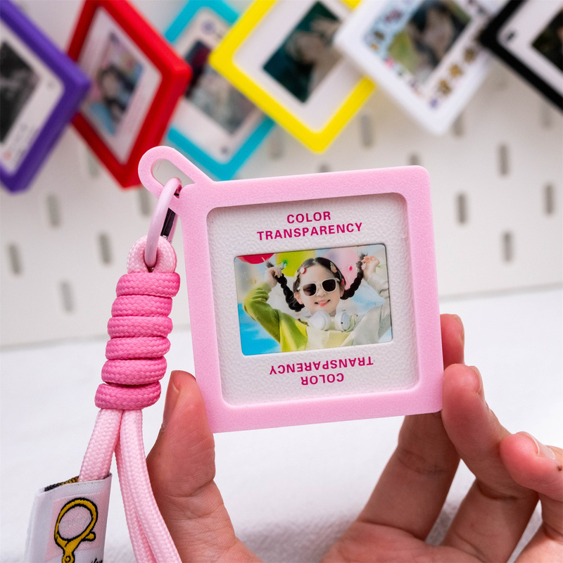Reverse Film Photo Keychain Photo Frame Small Pendant Photo Protective Cover Pendant Couple Printing 5X5Cm Protection