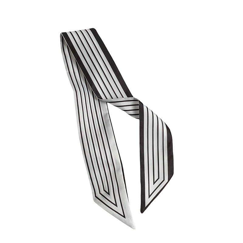 Bufanda de seda, banda larga, sensación de alta calidad, serpentina de rayas verticales de doble cara, bufanda de todo fósforo, diadema, cinturón decorativo, cinturón, cinta