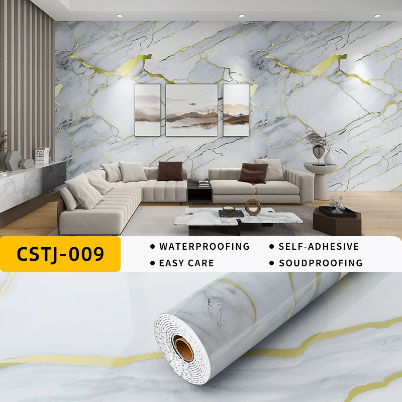 Marble self-adhesive wallpapers on wall, sticker