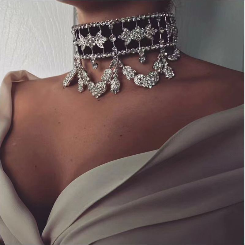120g Weight Wholesale Jewelry Luxurious Geometric Alloy Rhinestones Choker