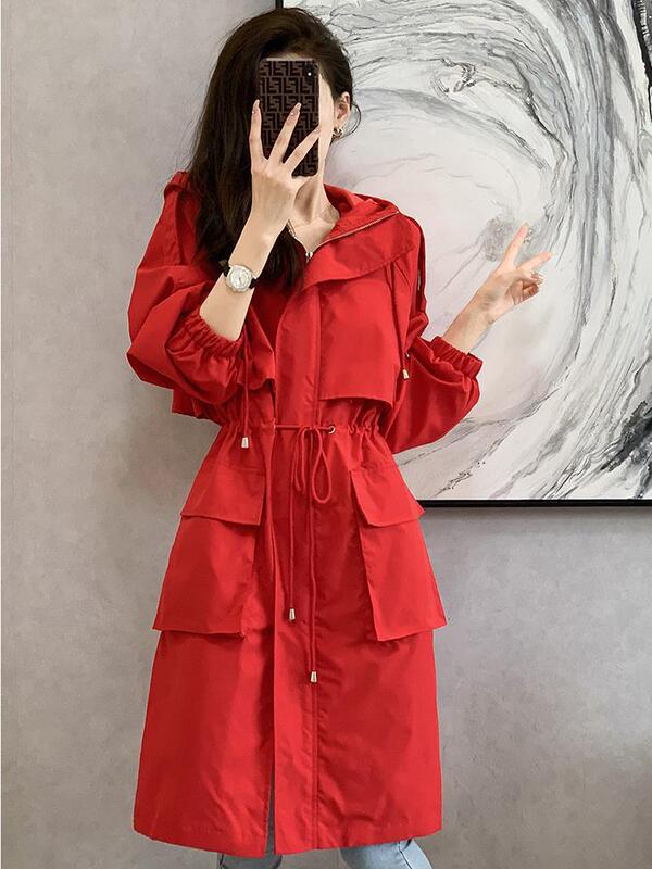 风衣纯色外套女2025年春秋季新款大码宽松显瘦中长款英伦风春装女|undefined