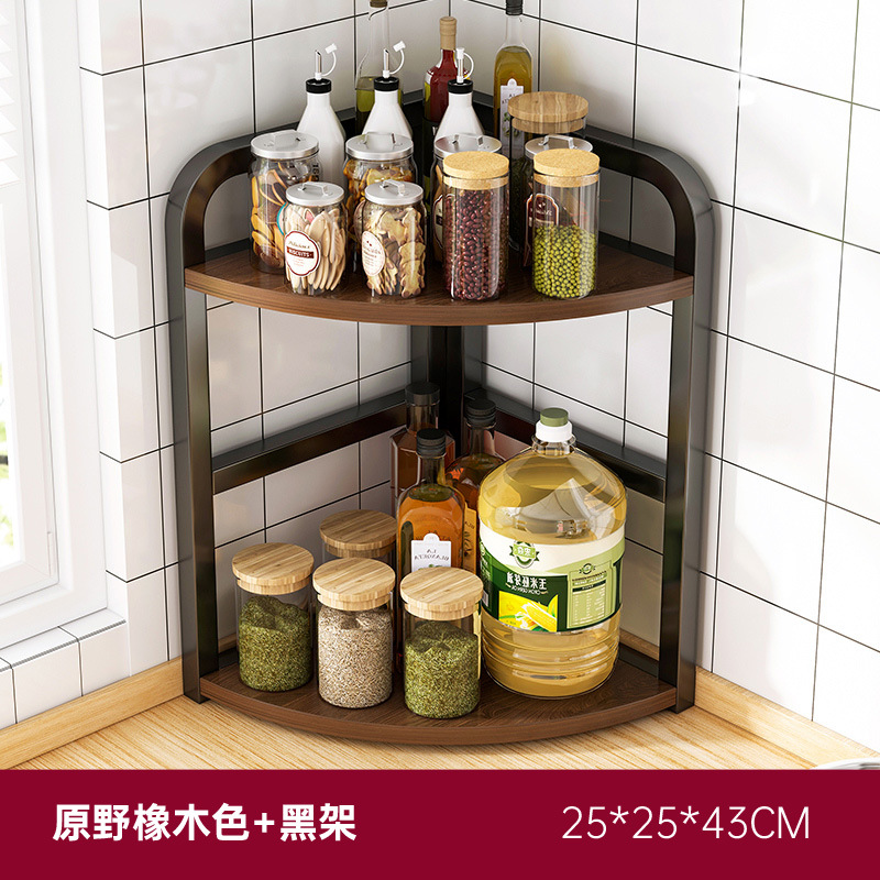 Esquina de la cocina estante de almacenamiento encimera de esquina trípode hogar esquina condimento estante de almacenamiento multi-capa condimento rack