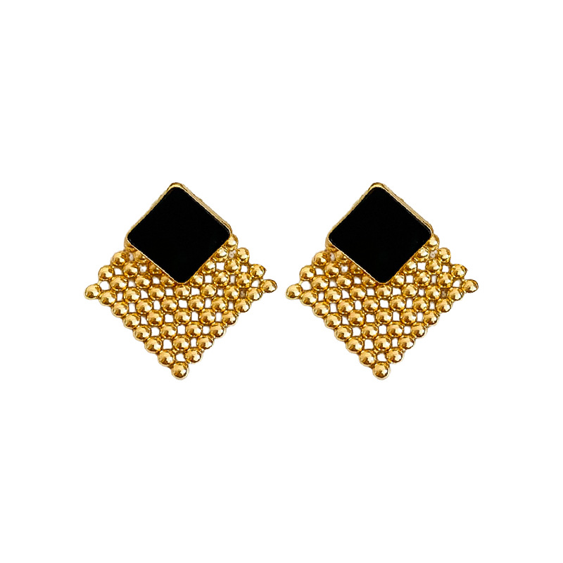 Pendientes en forma de diamante tejidos con aguja de plata Pendientes de temperamento de alta gama de lujo ligero Pendientes de todo fósforo de moda de nicho retro femenino