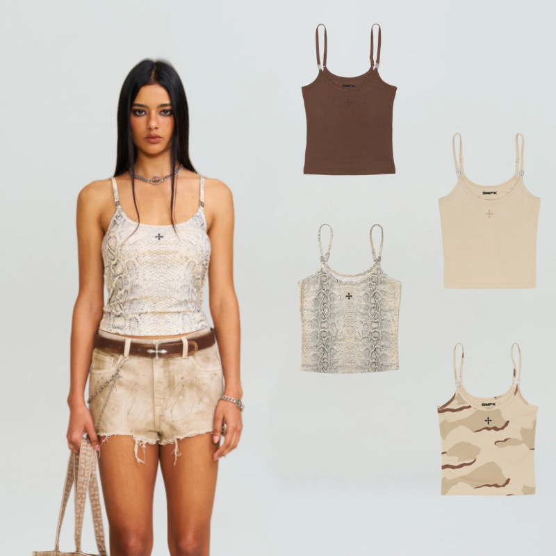 Smfk Beverly Sports Suspender Snake Pattern Camouflage Outerwear Bottoming Vest Top