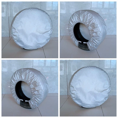 Amazon Car Spare Tire Cover Tire Protective Cover Spray Paint Protective Cover Rv Protective Cover 4 Pieces Silver Tire Cover (Spare wheel cover)