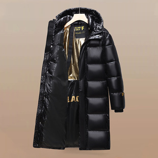 Cross-border winter new cotton-padded jacket black gold thick men's and women's warm knee 2024 long youth cotton-padded coat tide