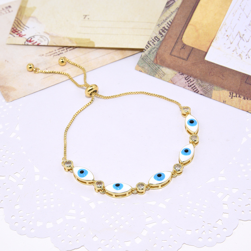 Copper Material Eye Pattern 1 Piece Fashion Eye Copper Inlay Zircon Bracelets