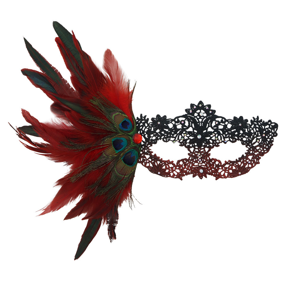 Máscaras de encaje de venta transfronteriza máscaras de plumas de mujer decoración gradiente máscaras de mitad de cara maquillaje de baile accesorios de vestuario sexy