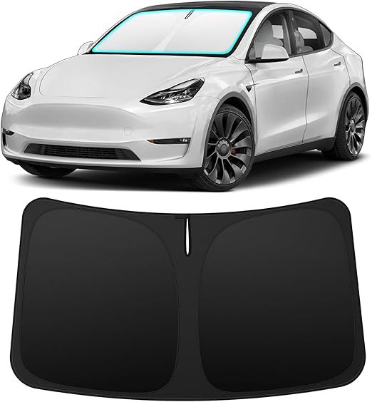 Tesla 21-26 Model 3-Model Y Special 190t Oxford Titanium Silver Sun Protection Foldable Car Sunshade