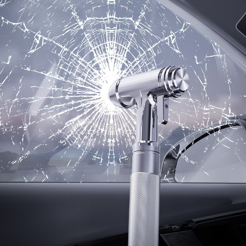 Car safety hammer, car emergency rescue, broken window escape, three in one multifunctional metal tungsten steel hammer wholesale