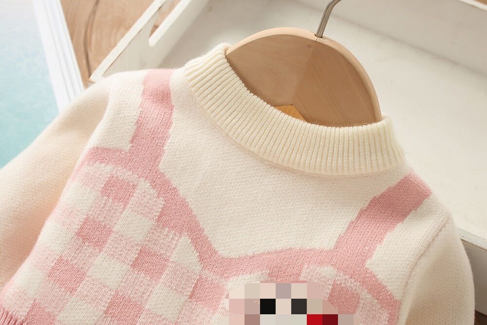 Ragazze Di Lana D 2023 Inverno Nuova Bambina Alla Moda Falso in Due Pezzi Del Fumetto Ricamato a Maniche Lunghe per Bambini_voghion.com