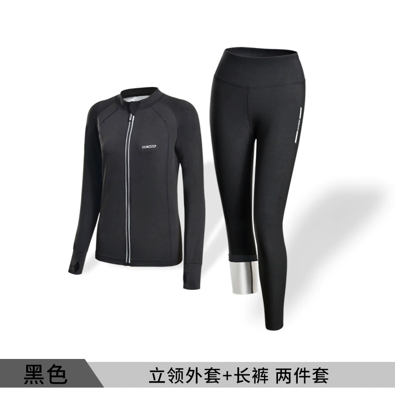 Sports set running suit, hooded or stand-collar jacket with leggings, plus sizes S–3XL