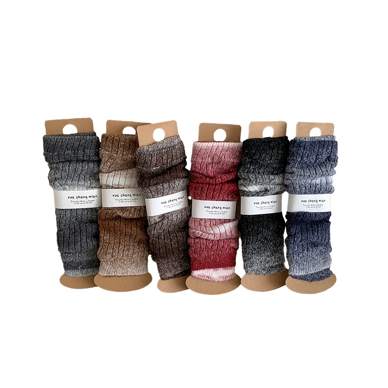 Scaldamuscoli Bootshang Calzini di cotone Calzini spessi autunnali e invernali a righe verticali Calzini caldi a contrasto sfumato Encore Calzini rossi in pile_voghion.com