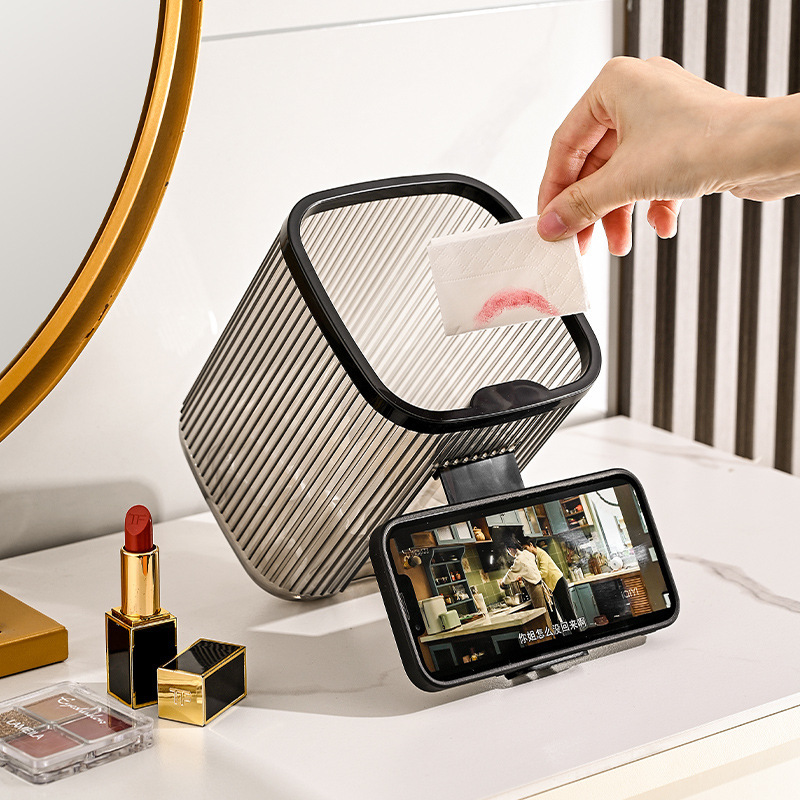 With mobile phone bracket can chase drama desktop small trash can simple creative living room with bracket mini trash can