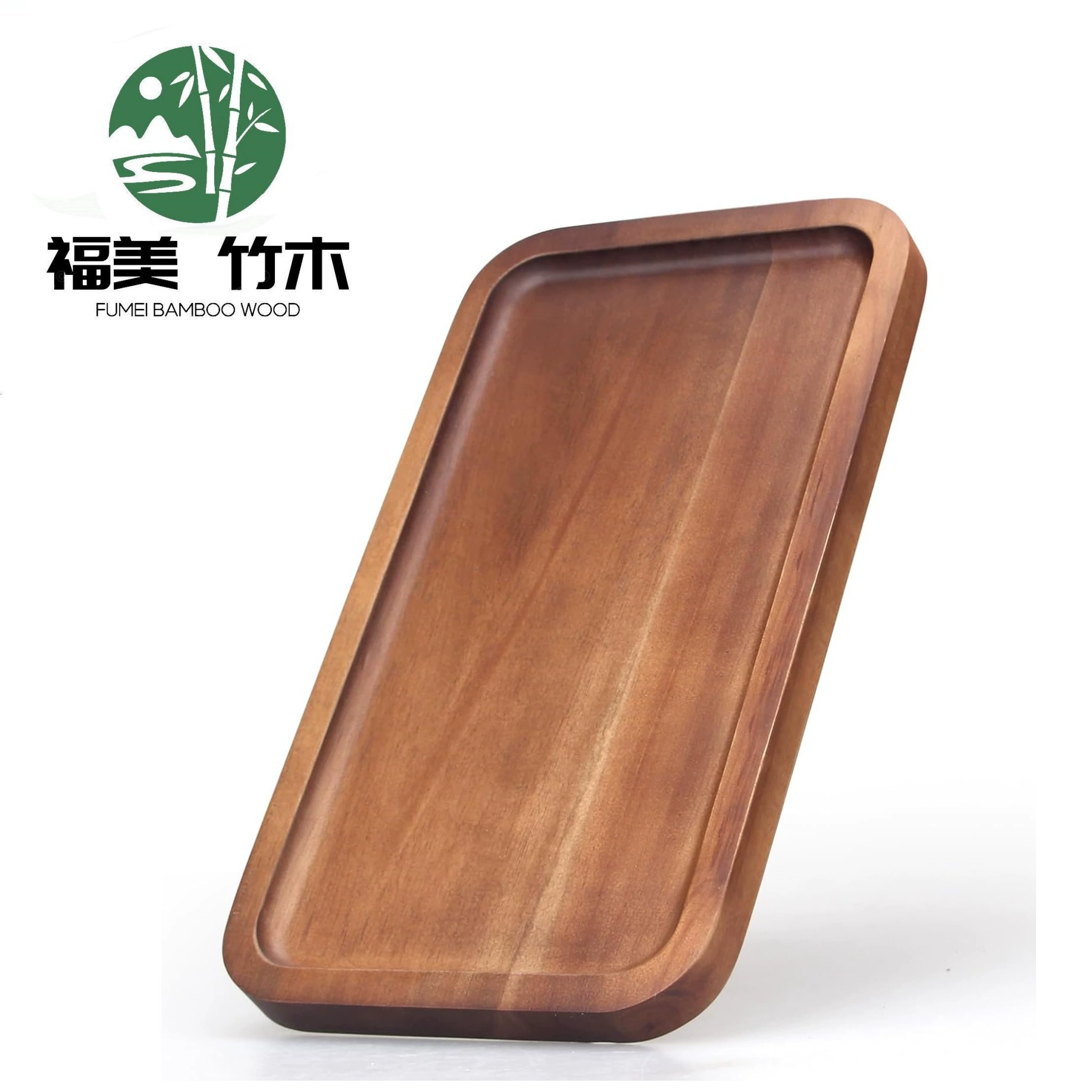 Поднос из дерева акации, гостиничный чайный поднос, бытовой поднос для фруктов, поднос для барбекю, посуда из бамбукового дерева, прямоугольный обеденный поднос Amazon