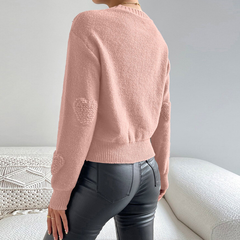 Women's Clothing Women's Heart Shaped Sweater Long Sleeve Pullover Top Autumn Winter For Formal & Casual For Women_ecoleips.com