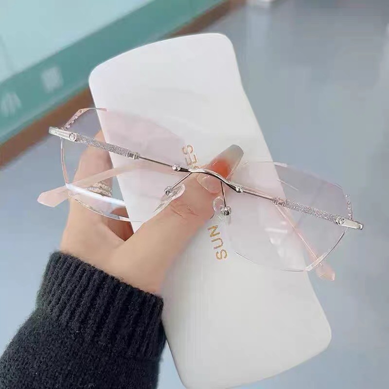 2025年ホットスタイルコレクション女性用老眼鏡、中高年向けの新しい高精細抗青色光ファッショナブルなフレームレス老眼鏡|undefined