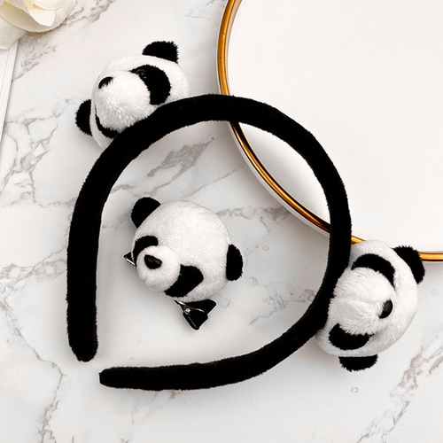 Cute little panda hairband, women's hair accessories, face wash headband, super cute animal cartoon hairpin, anti-slip headband, headband