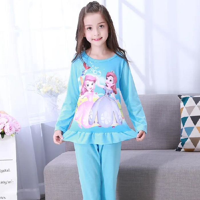 Pijamas infantiles de manga larga primavera y otoño verano niñas niños grandes ropa de aire acondicionado delgada princesa bebé set de ropa de hogar