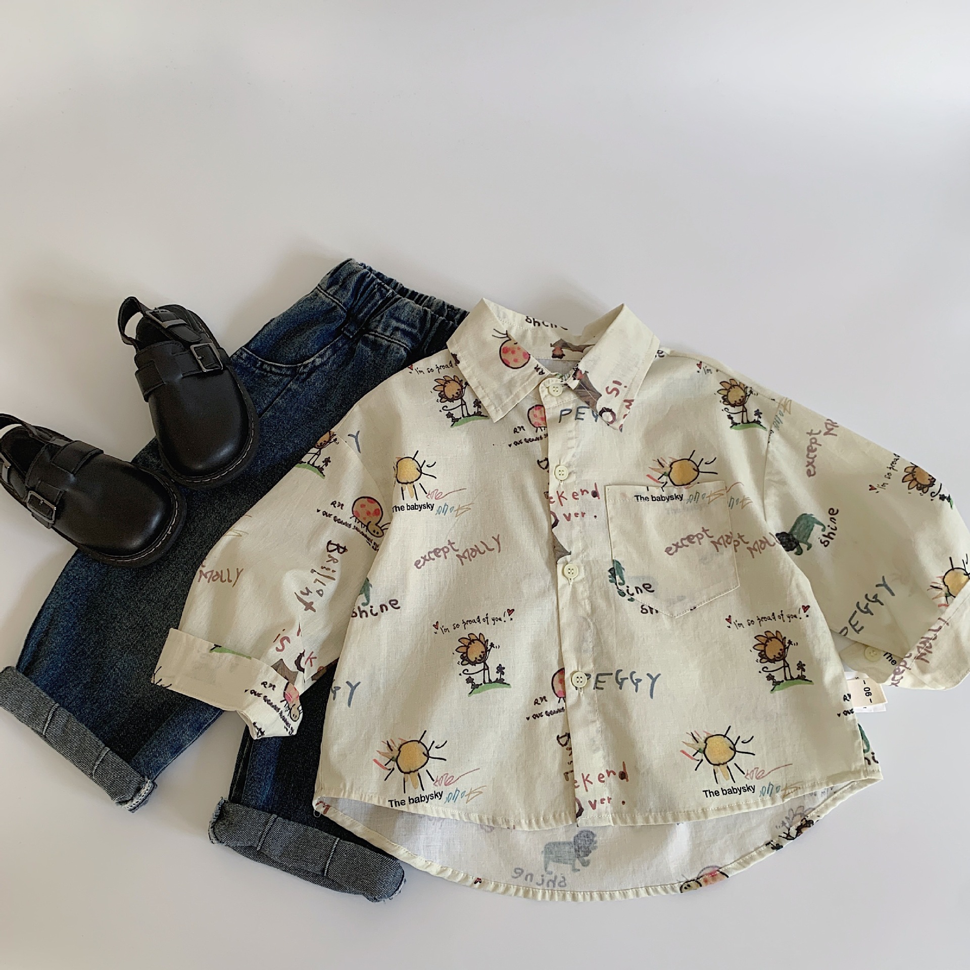 Camisas de niños Mai Bao 2025 primavera nuevo niño guapo y elegante niño con solapa camisa de algodón de manga larga