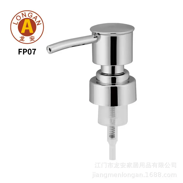 龙安FP07玻璃瓶配套金属泡沫泵头 28mm泡沫不锈钢喷头批发