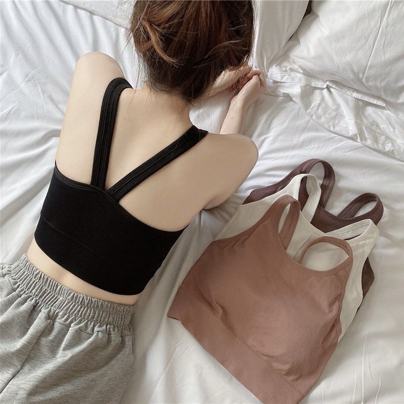 스포츠 조끼 속옷 여성용 미끄럼 방지 슬링 랩핑 가슴 스틸 링 개더링 만능 편안한 브래지어 가슴 패드 튜브 탑 브라