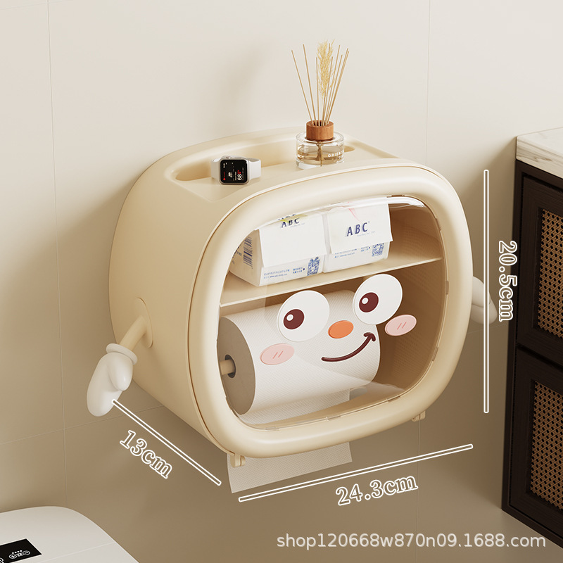 ティッシュボックス浴室トイレットペーパーボックス壁掛けパンチフリートイレクリエイティブ防水ティッシュボックストイレットペーパー収納ラック|undefined