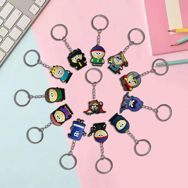 Creative New cartoon South Park PVC silicone material keychain Internet celebrity schoolbag car keychain wholesale