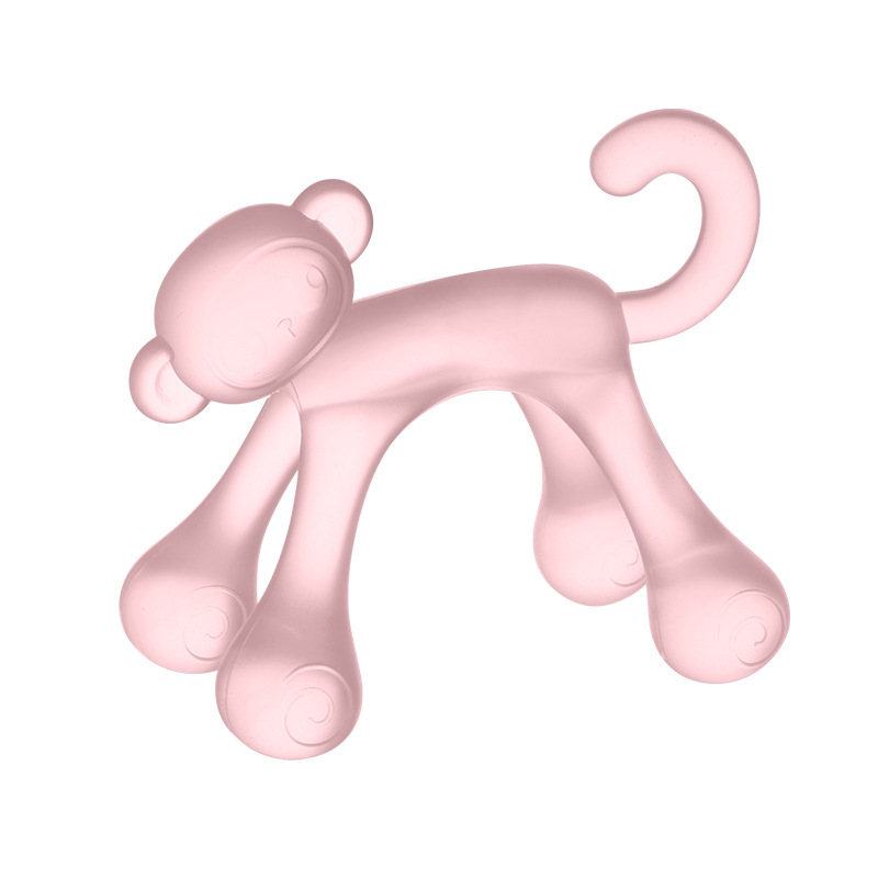 Inglés tarjeta para bebés pequeños goma de diente mono mordida goma mordida Leco hervida silicona de grado alimenticio para comer mano bebé