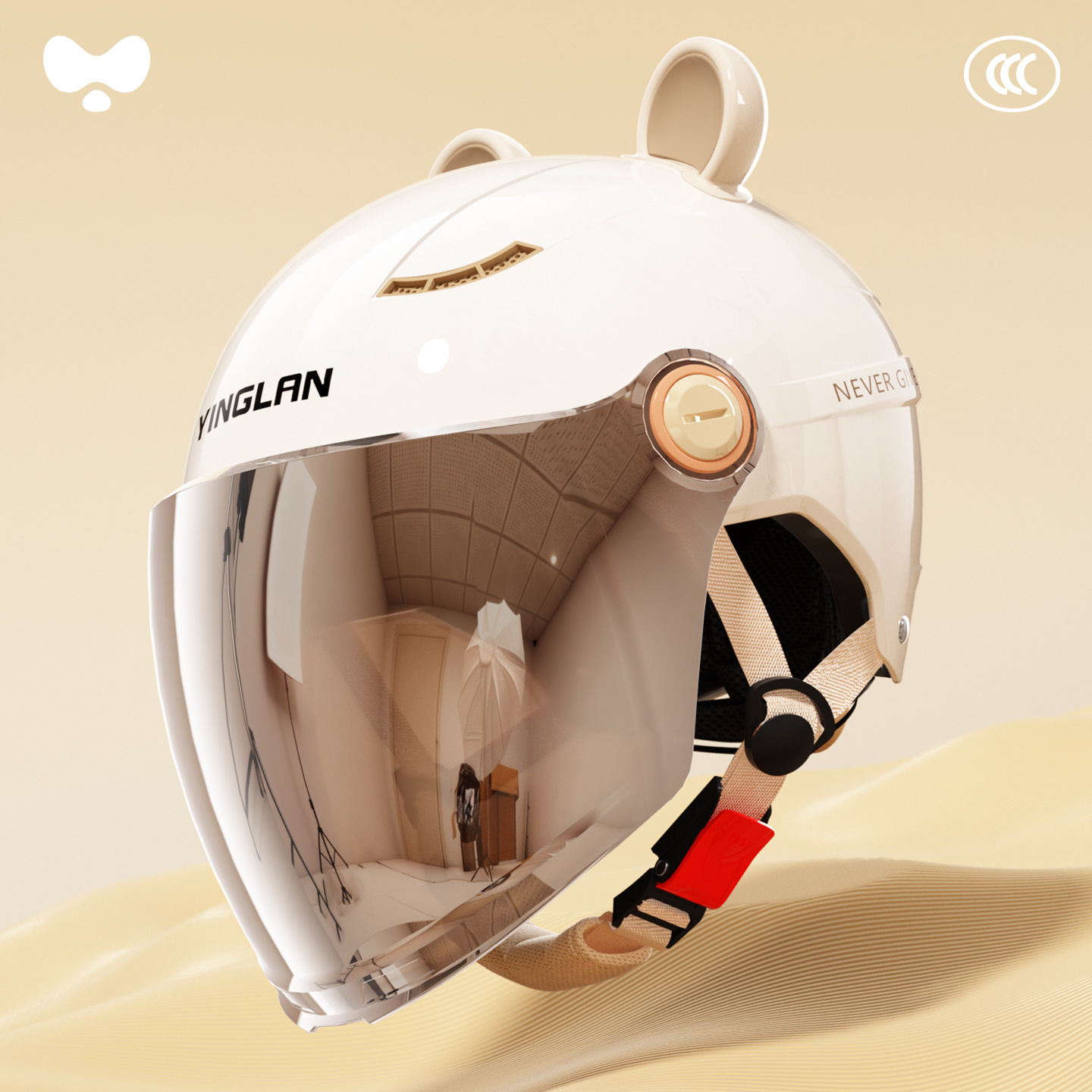Vehicle Women's 3C: Universal Motosiklet kaskı (dəbilqə) - 3c-ceramic-white-electroplated-long-mirror-class-a-new-national-standard