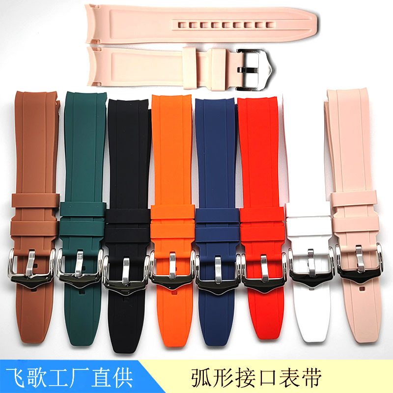 Factory direct supply 20mm/22mm curved mouth installation silicone strap men's and women's handsome sports watch strap