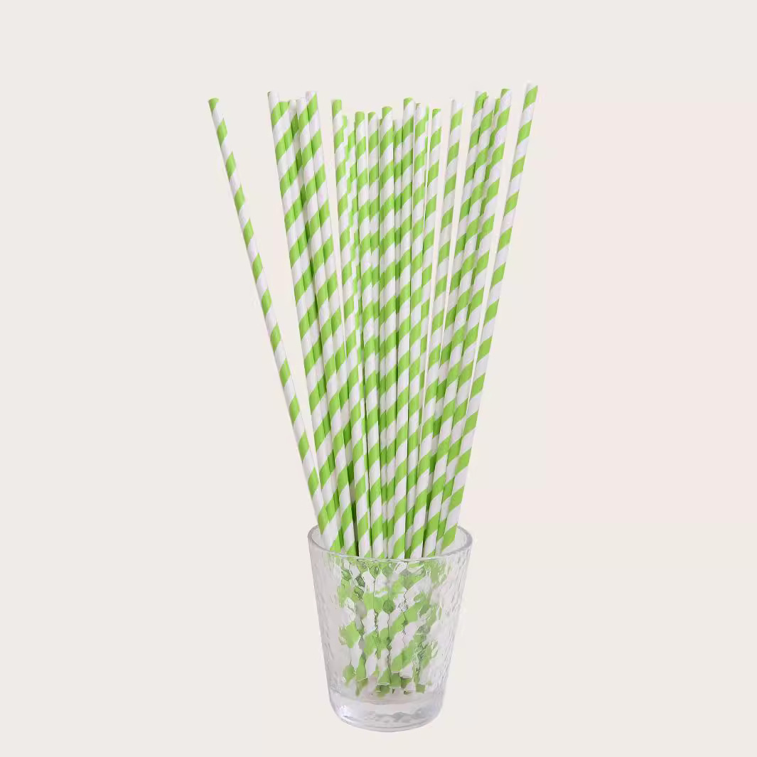 En stock venta al por mayor 6*350 paja de papel alargada Super larga paja de papel desechable raya degradable transfronteriza Yama